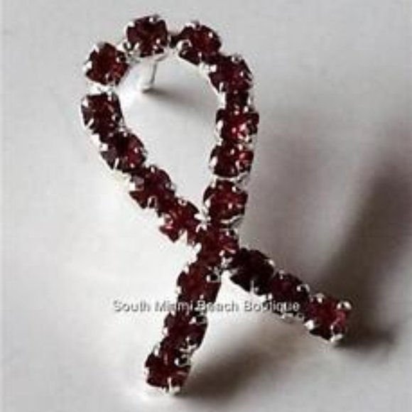 Crystal Pink Ribbon Lapel Pin Hat Tie Tac Breast Cancer Awareness Silver Plated - Picture 5 of 7